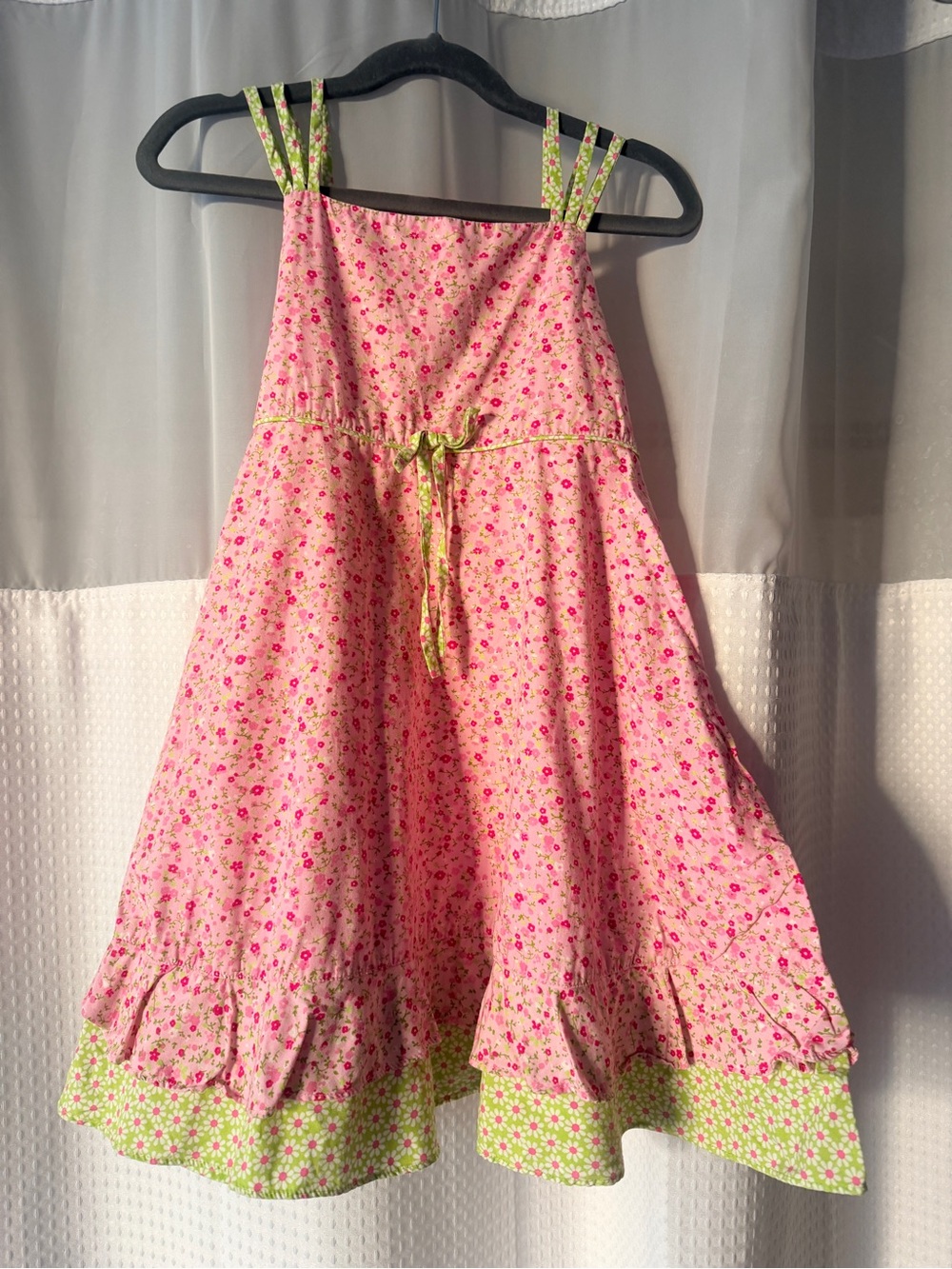 Jona Michelle Pink Floral Sundress with Green Accents
